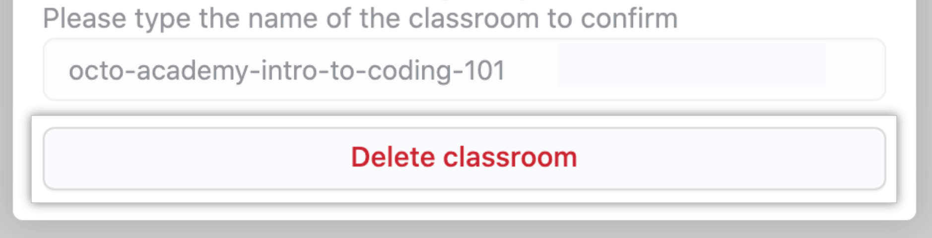 "Delete classroom" button