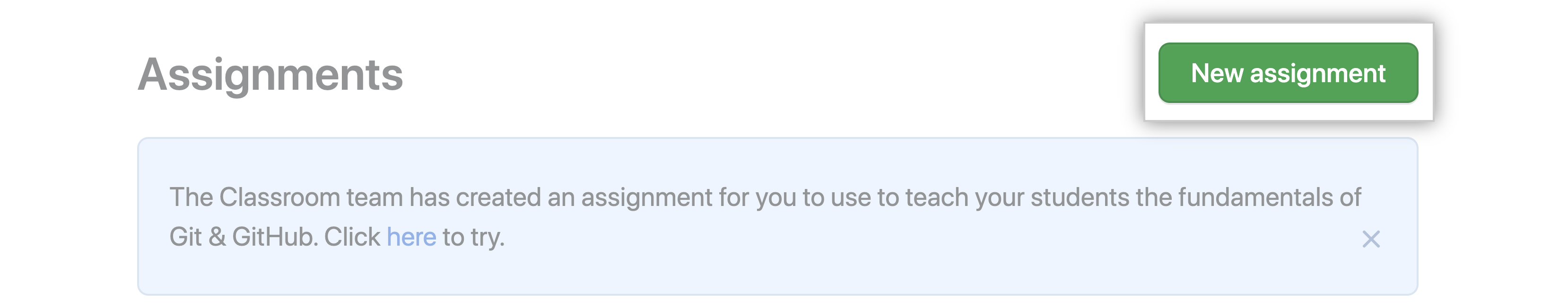 The 'New assignment' button