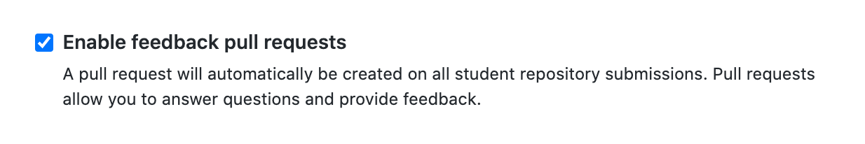Checkbox for 'Enable feedback pull requests'
