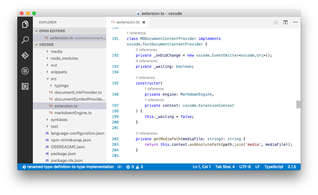 TypeScript references CodeLens