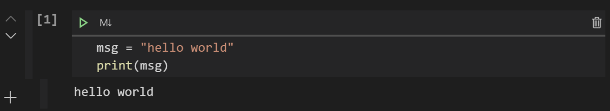Simple Jupyter code cell being hovered over