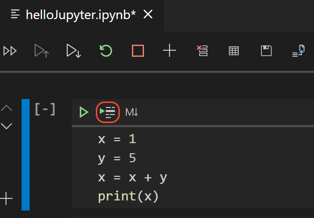 Start run code cell by line