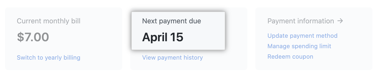 Next billing date