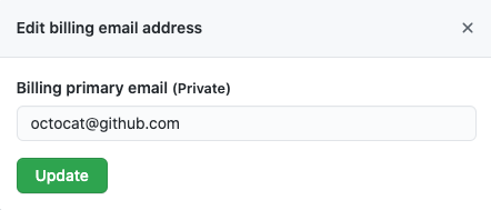 Change billing email address modal