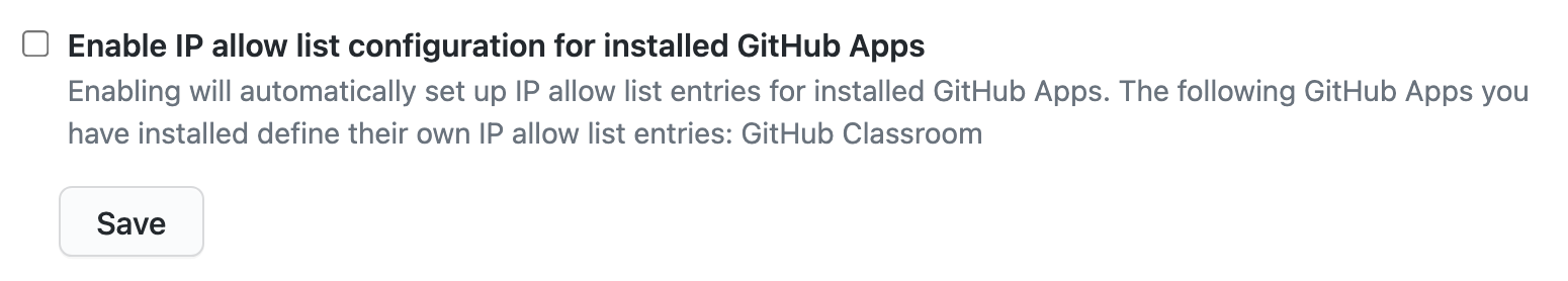 Checkbox to allow GitHub App IP addresses