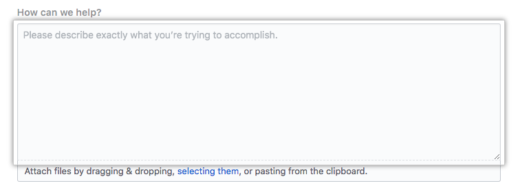 Feld „How can we help“ (Wie können wir helfen)
