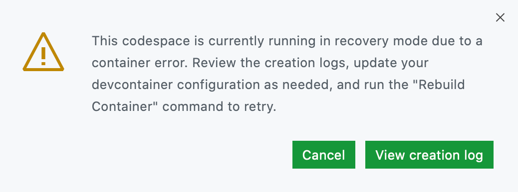 Error message about recovery mode