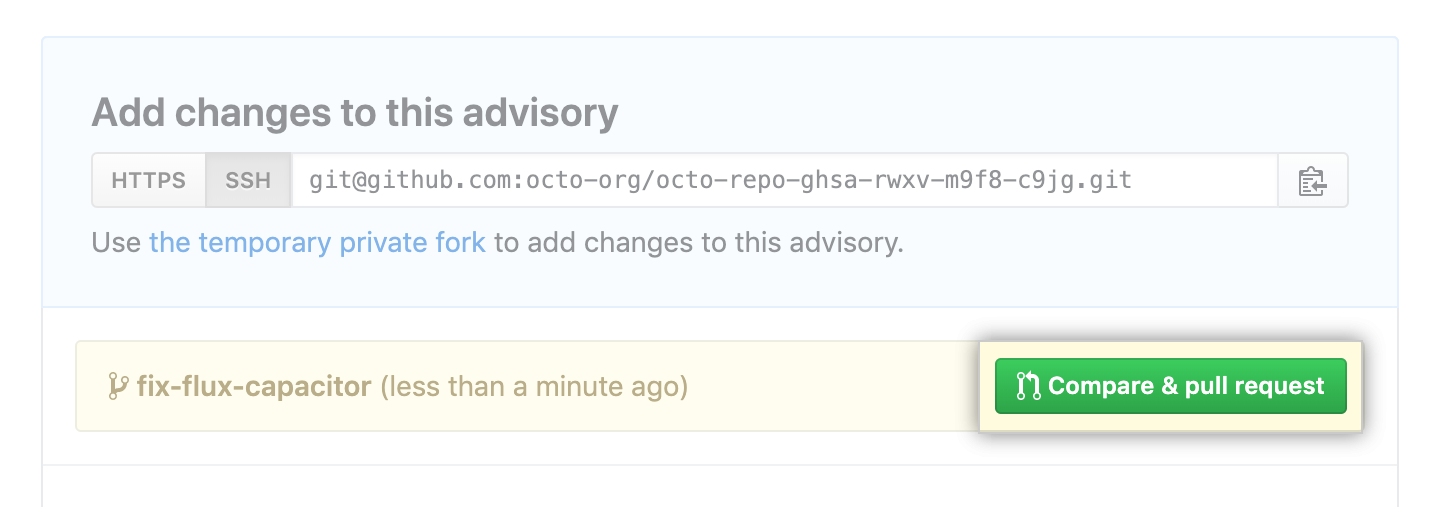 Botão Compare & pull request (Comparar e fazer pull request)
