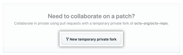 Schaltfläche „New temporary private fork“ (Neuer temporärer privater Fork)