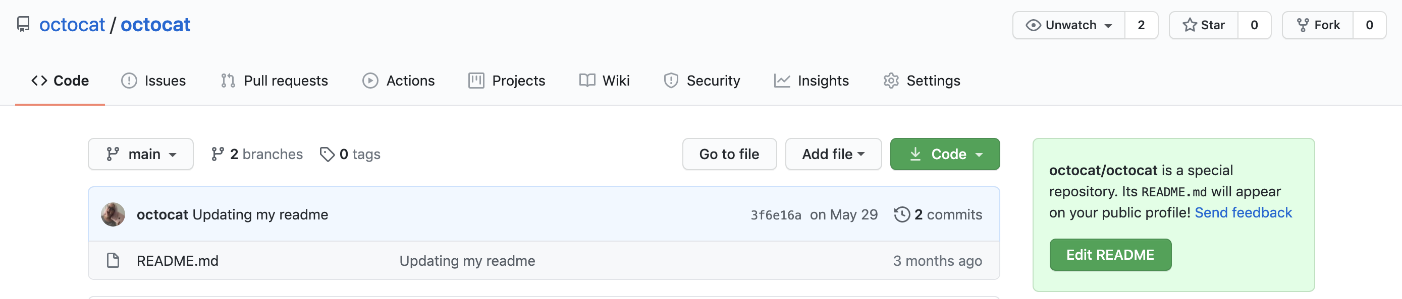 El archivo de README en tu nombre de usuario/repositorio de nombre de usuario