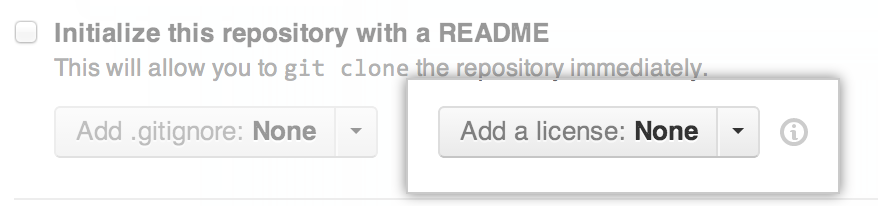 Screenshot der Lizenzauswahl auf GitHub.com