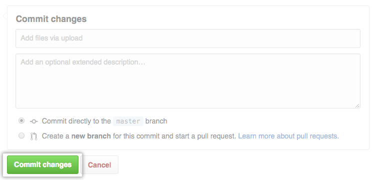 Schaltfläche „Commit changes“ (Änderungen freigeben)