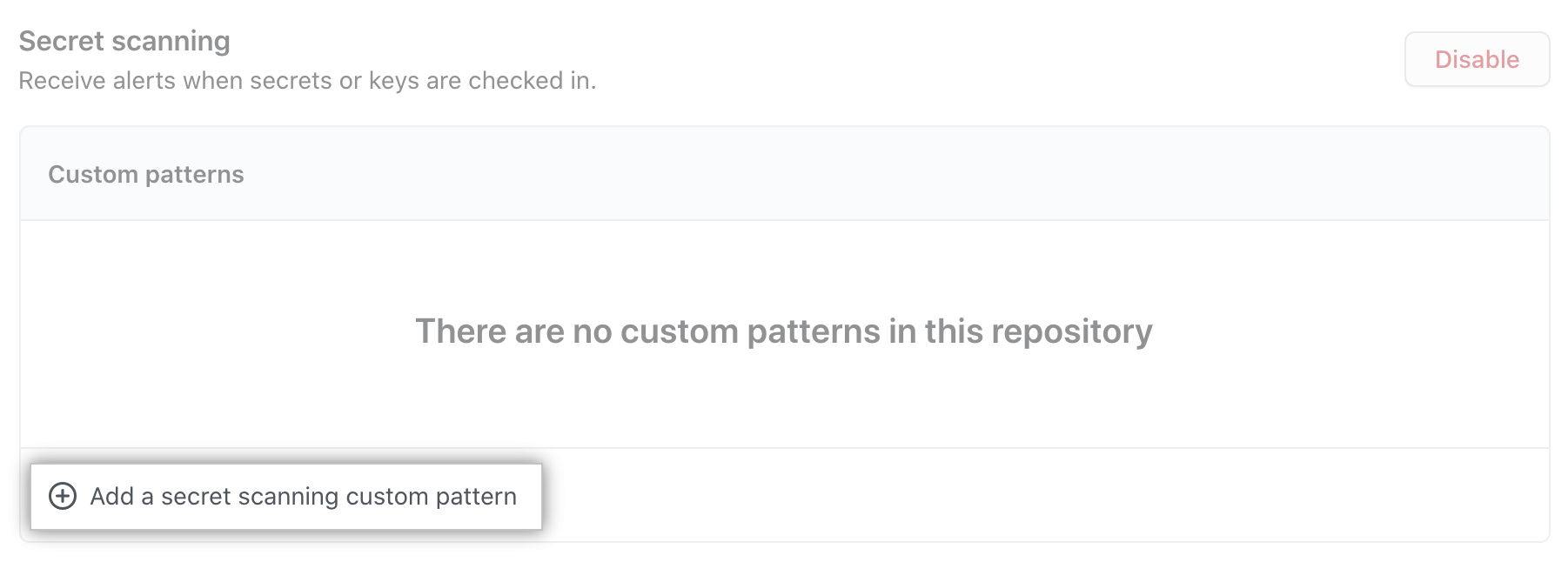 Add a secret scanning custom pattern