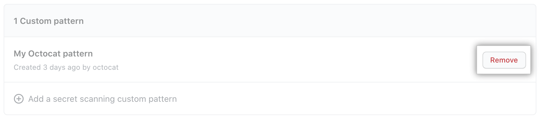 Remove a custom secret scanning pattern