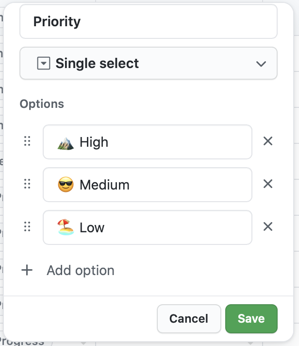 New single select field example