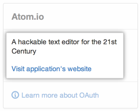 OAuth-Anwendungsinformationen und -Website
