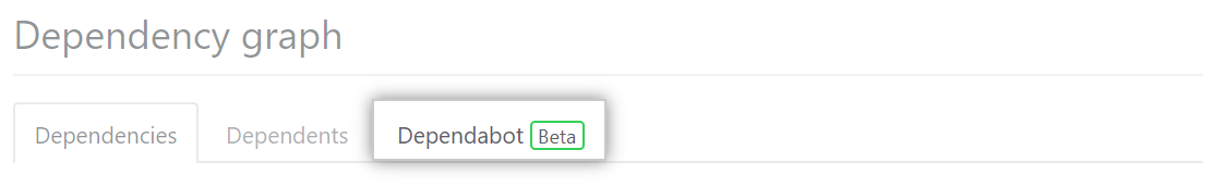 依存関係グラフ、Dependabotタブ