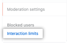 "Interaction limits" in the organization settings sidebar