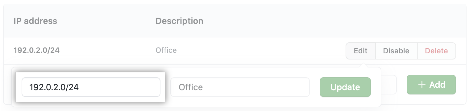 Key field to add IP address