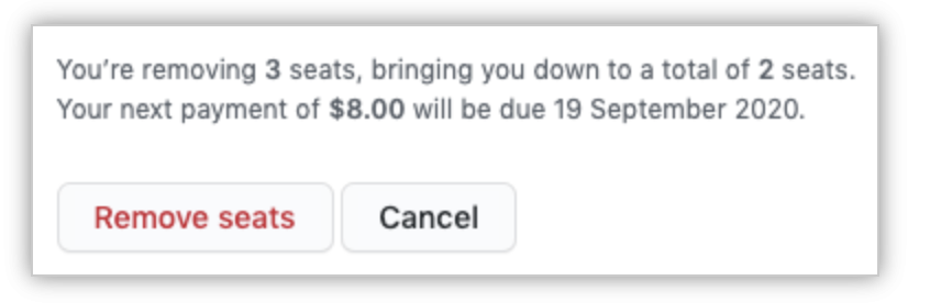 remove seats button