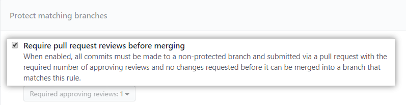 Kontrollkästchen für Einschränkungen bei Pull-Request-Reviews