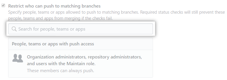 Suche für die Branch-Einschränkung