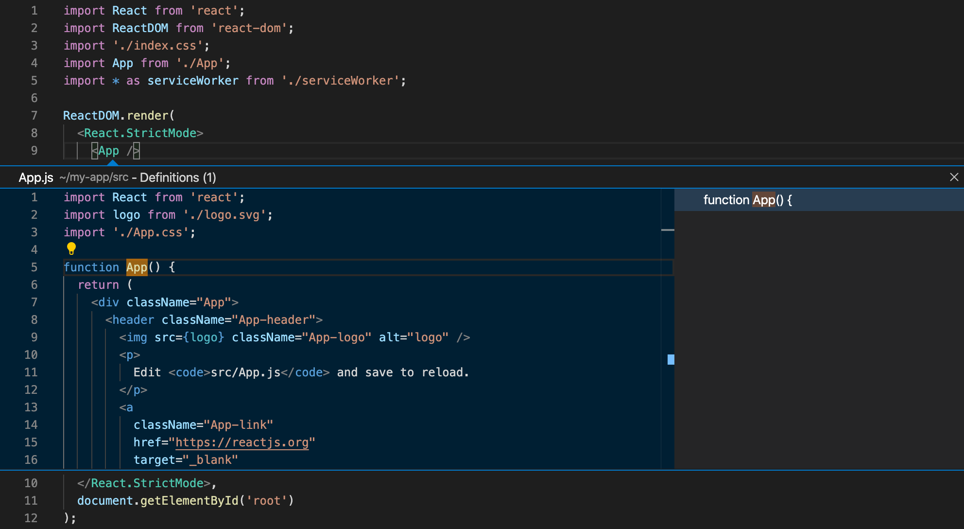 React Peek definition