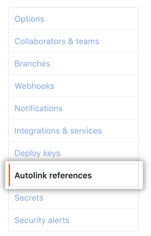 左サイドバーの [Autolink references] タブ