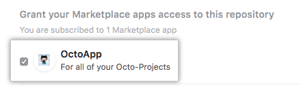Lista de las App GitHub de tu cuenta de Mercado GitHub y opción para dar acceso