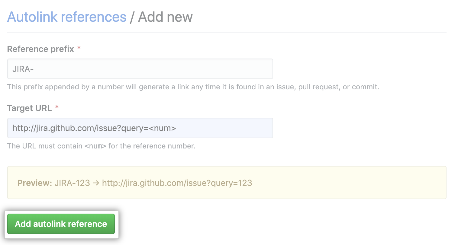 Botão para adicionar referência de link automático