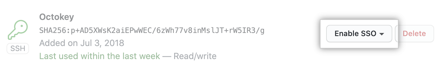 SSO token authorize button