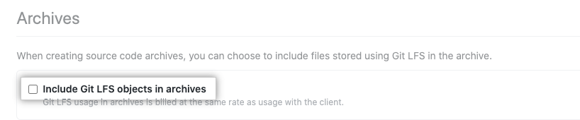 Checkbox to include Git LFS objects in archives