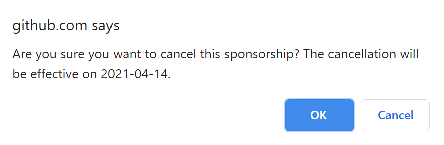 Cancellation confirmation box