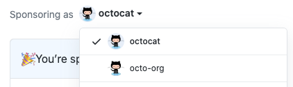 Drop-down menu to choose the account you're sponsoring as