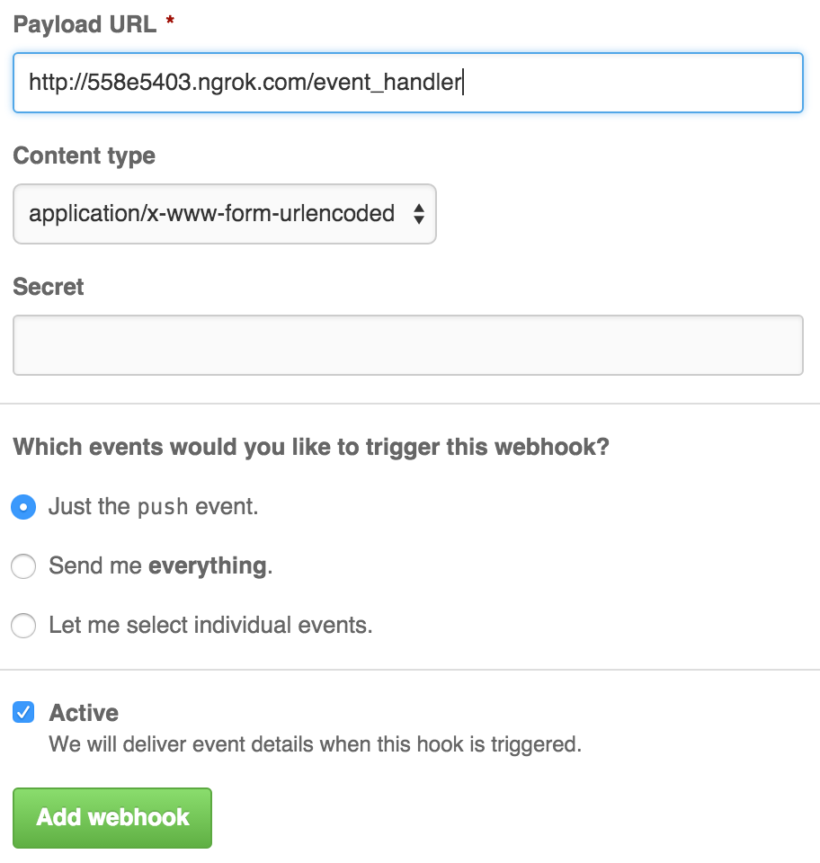 新的 ngrok URL