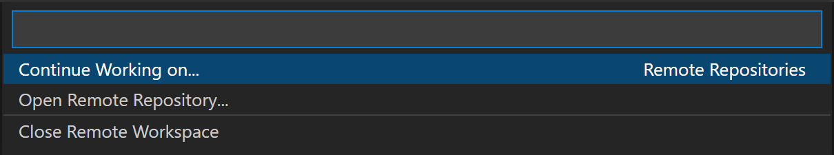 Continue Working on command in Remote dropdown