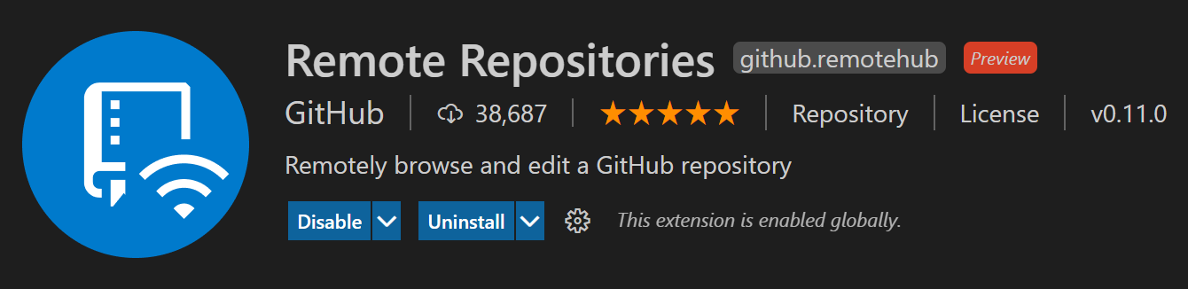 GitHub Remote Repositories extension