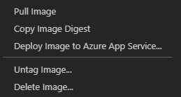 Azure image context menu