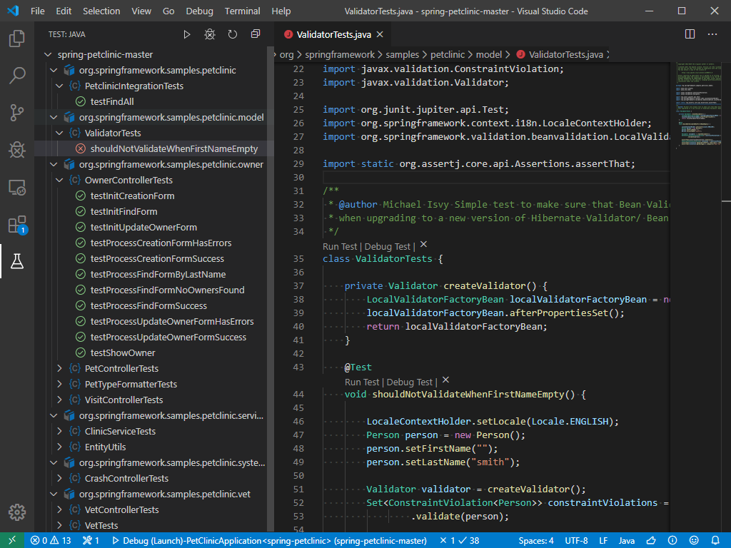 Test Status in Explorer
