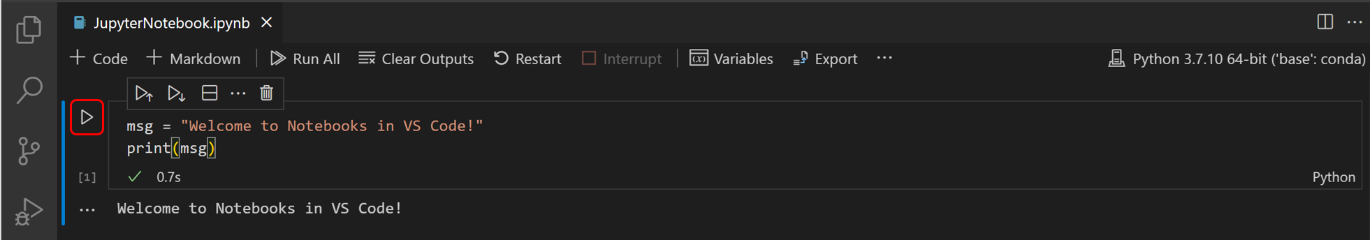 Run Jupyter code cell