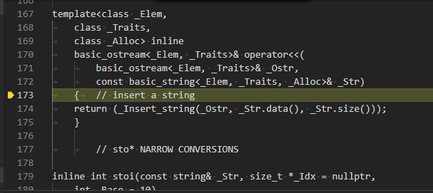 Breakpoint in gcc standard library header