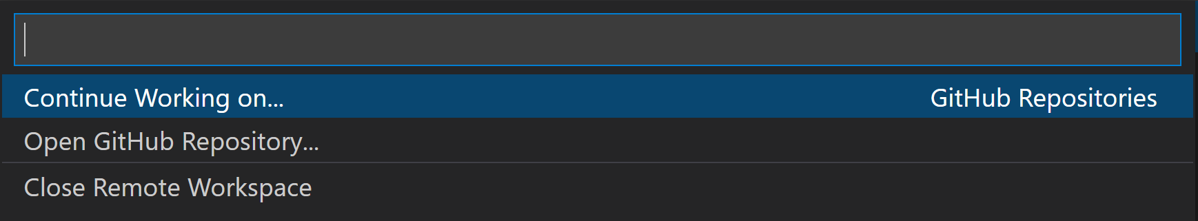 Continue Working on command in Remote dropdown