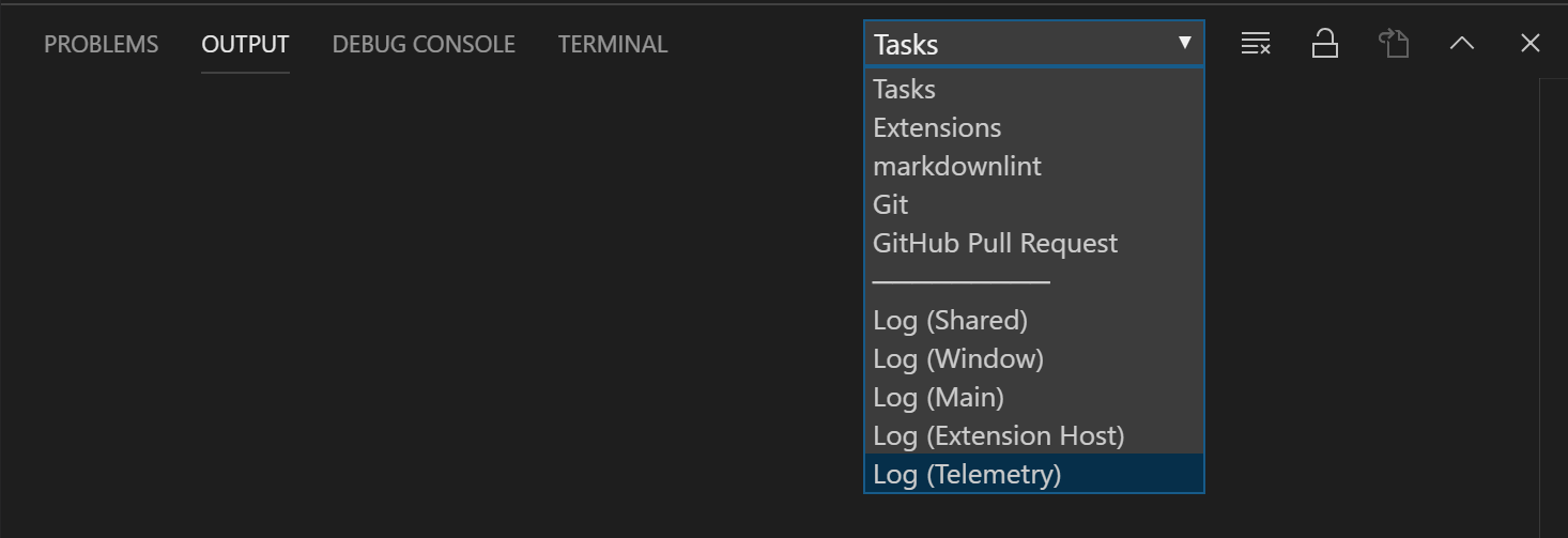 output panel log telemetry