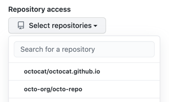 "Repository access" drop-down menu