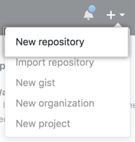 Dropdownmenü mit der Option, ein neues Repository zu erstellen