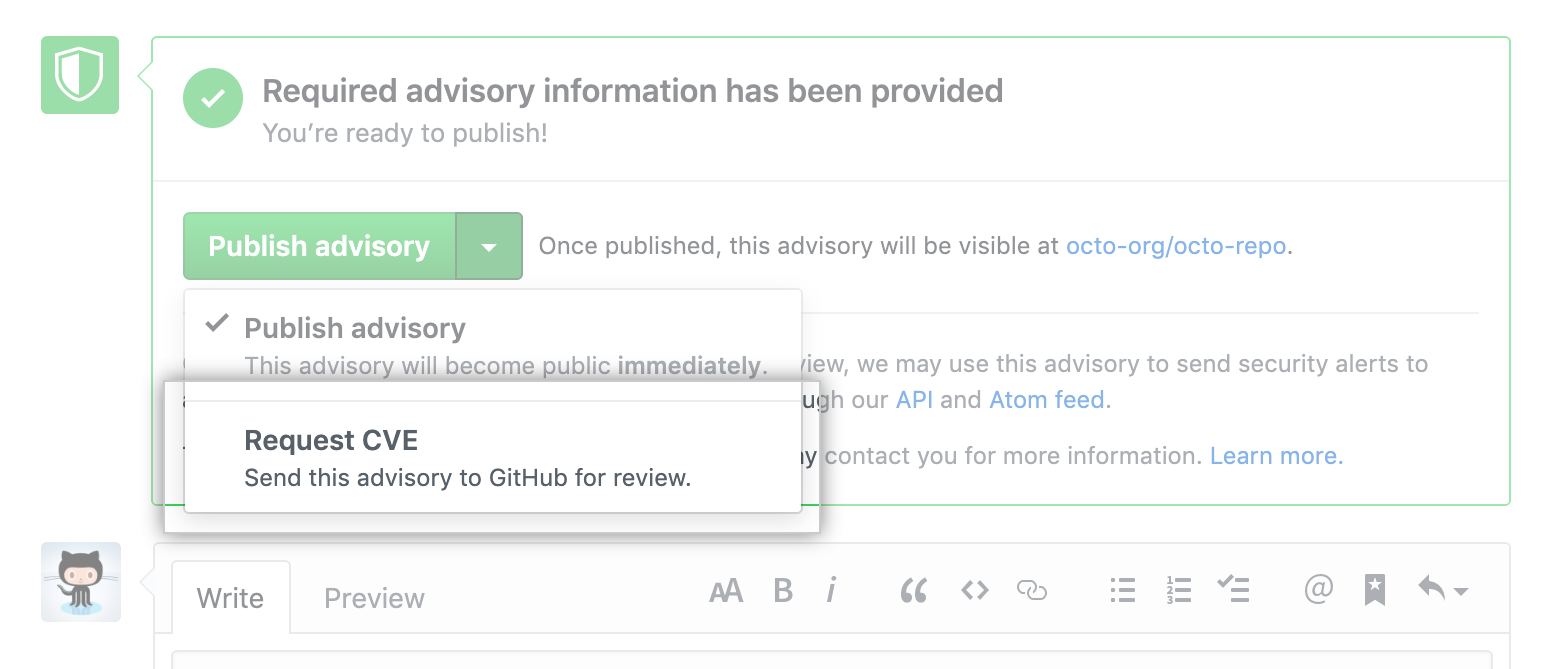 Request CVE in drop-down