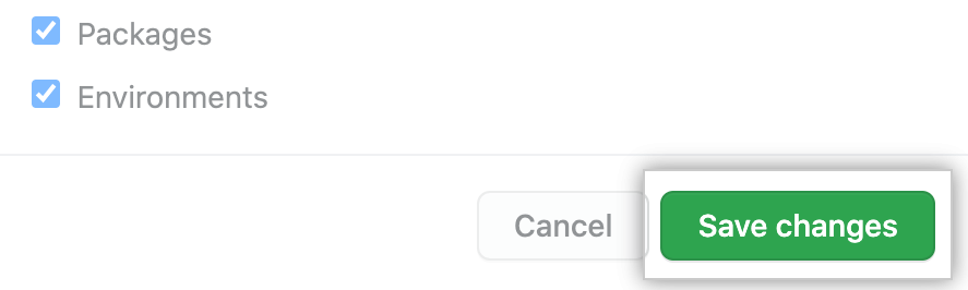 "Edit repository details（编辑仓库详细信息）"中的"Save changes（保存更改）"按钮