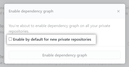 Opção de "Habilitar por padrão" para novos repositórios