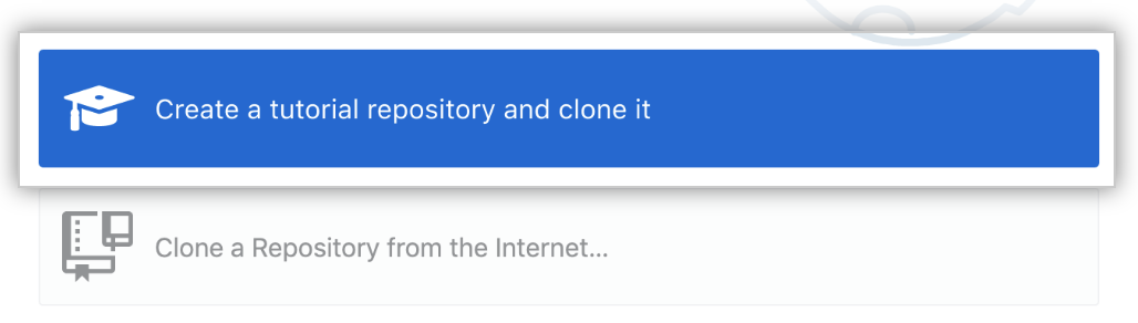 [Create and clone a tutorial repository] ボタン
