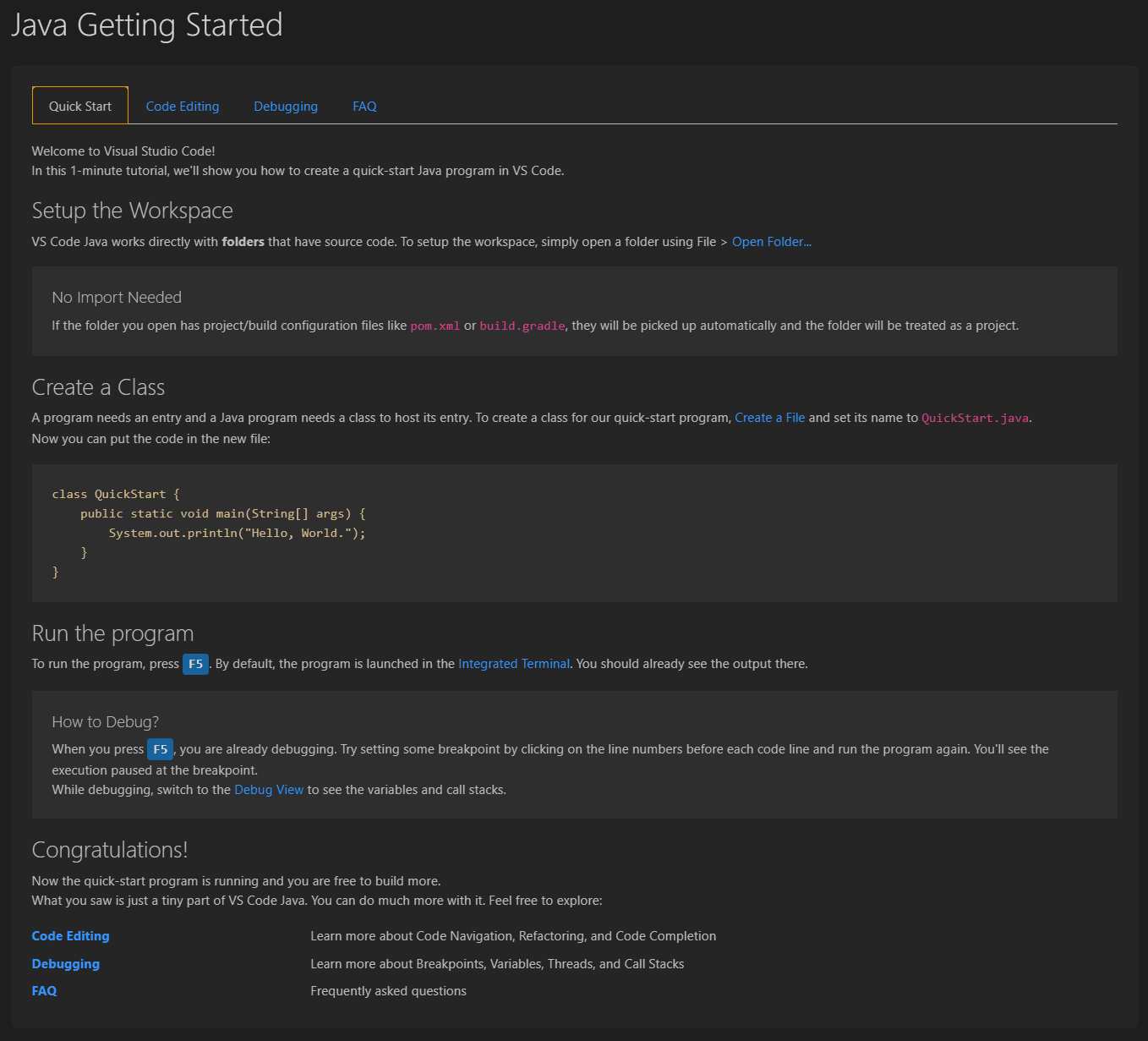 Java Getting Started
